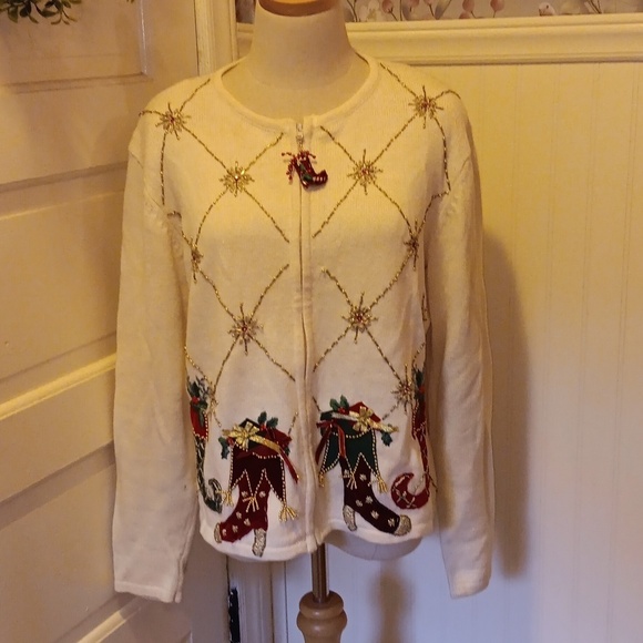 Vintage 2004 Heirloom Collectables large Ugly Christmas Sweater - Picture 1 of 5